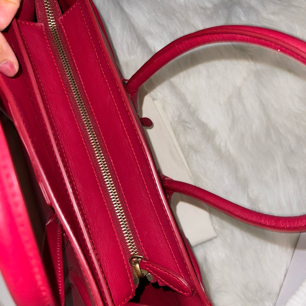 Celine paris hand bag Elegant Red Leather Tote Bag - Picture 5 of 6
